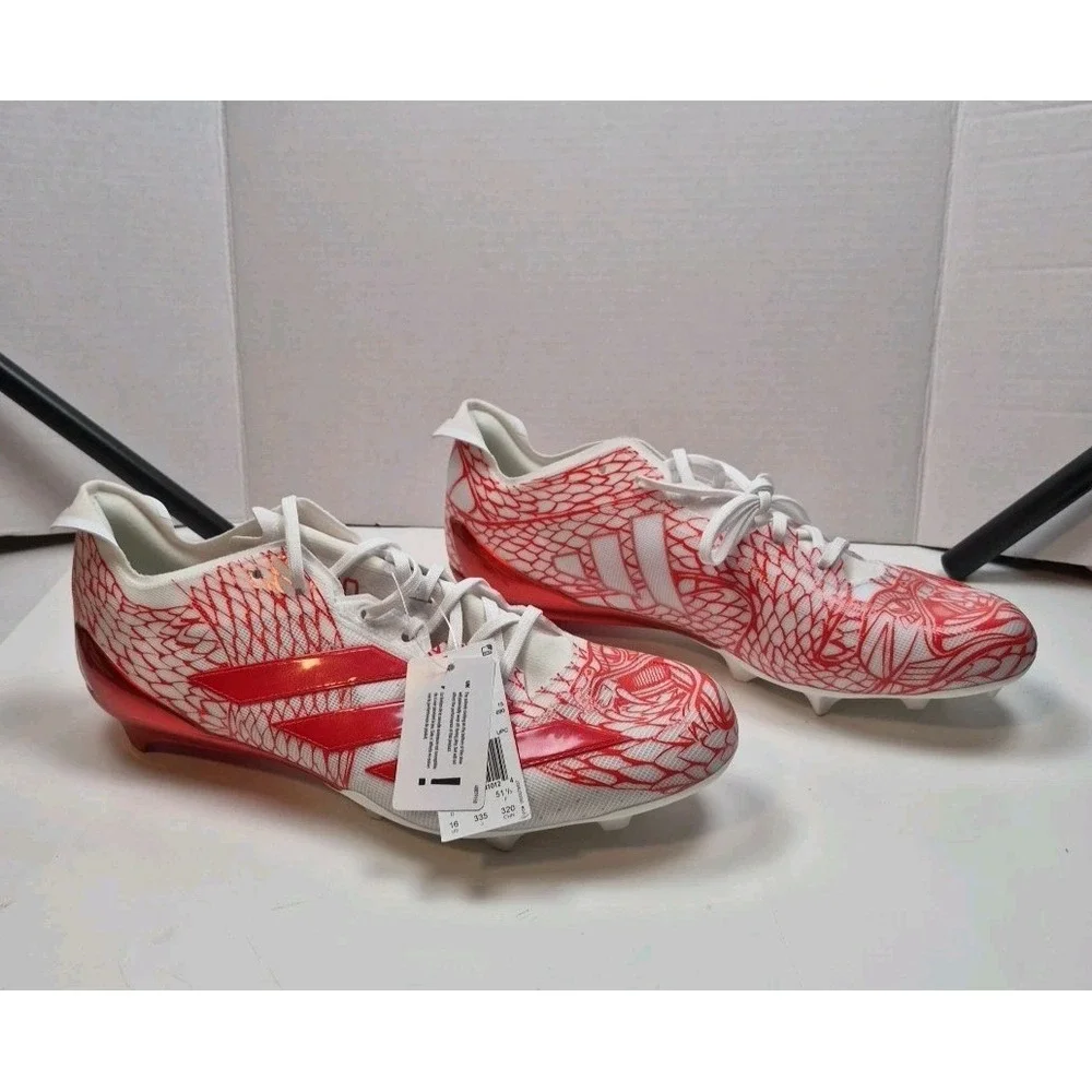 Adidas Adizero Football Cleats Mens Red White Graphic GV9090 Low Top New